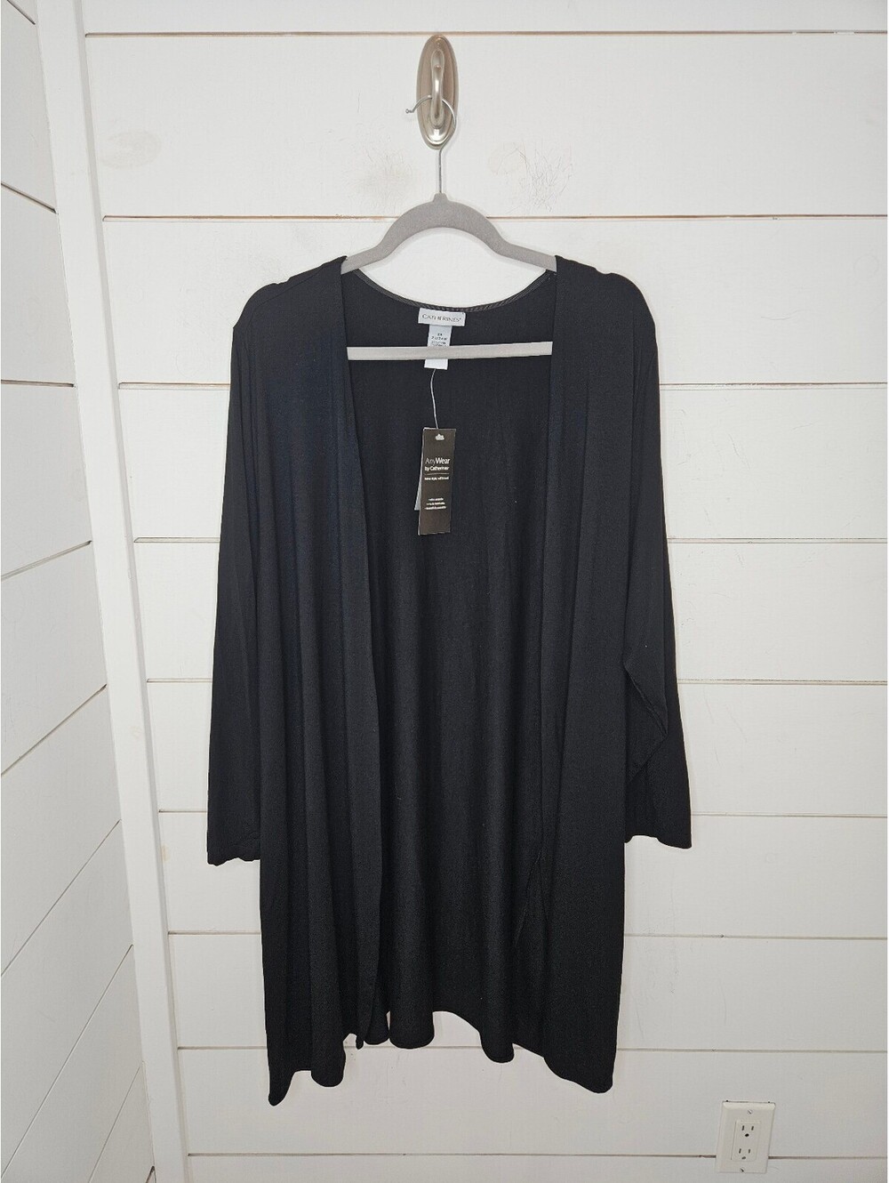 NWT Catherines 2X size 22/24W black long open front cardigan (not a sweater)